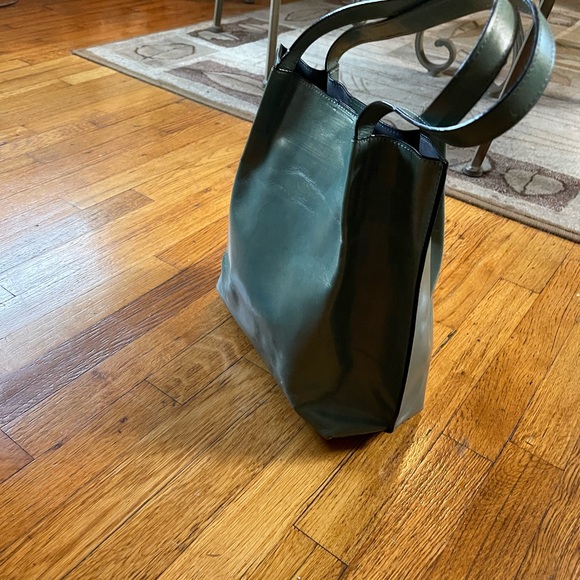 Elegant Green leather tote bag NWOT - Picture 6 of 10